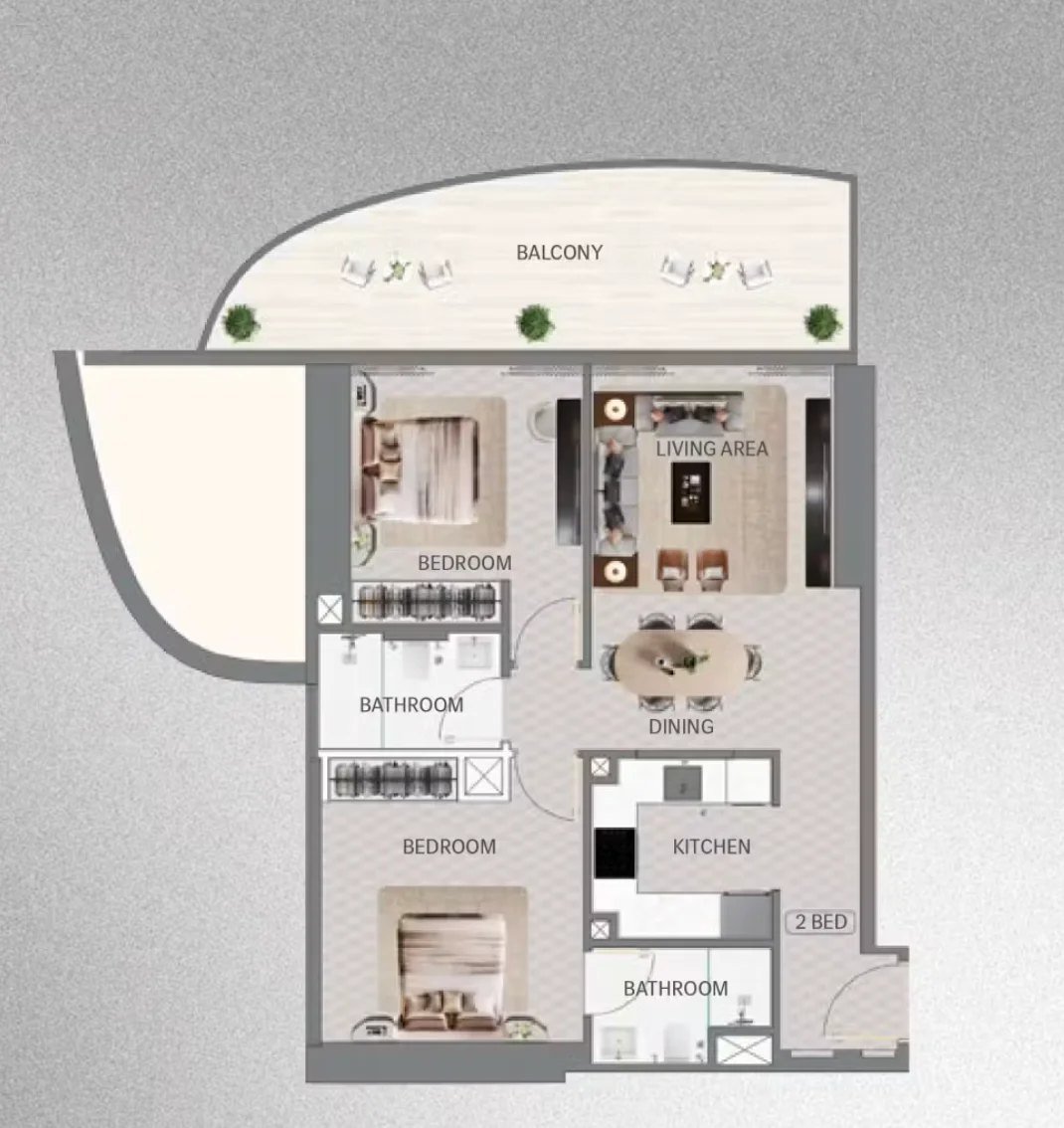 Binghatti City, 2 camere