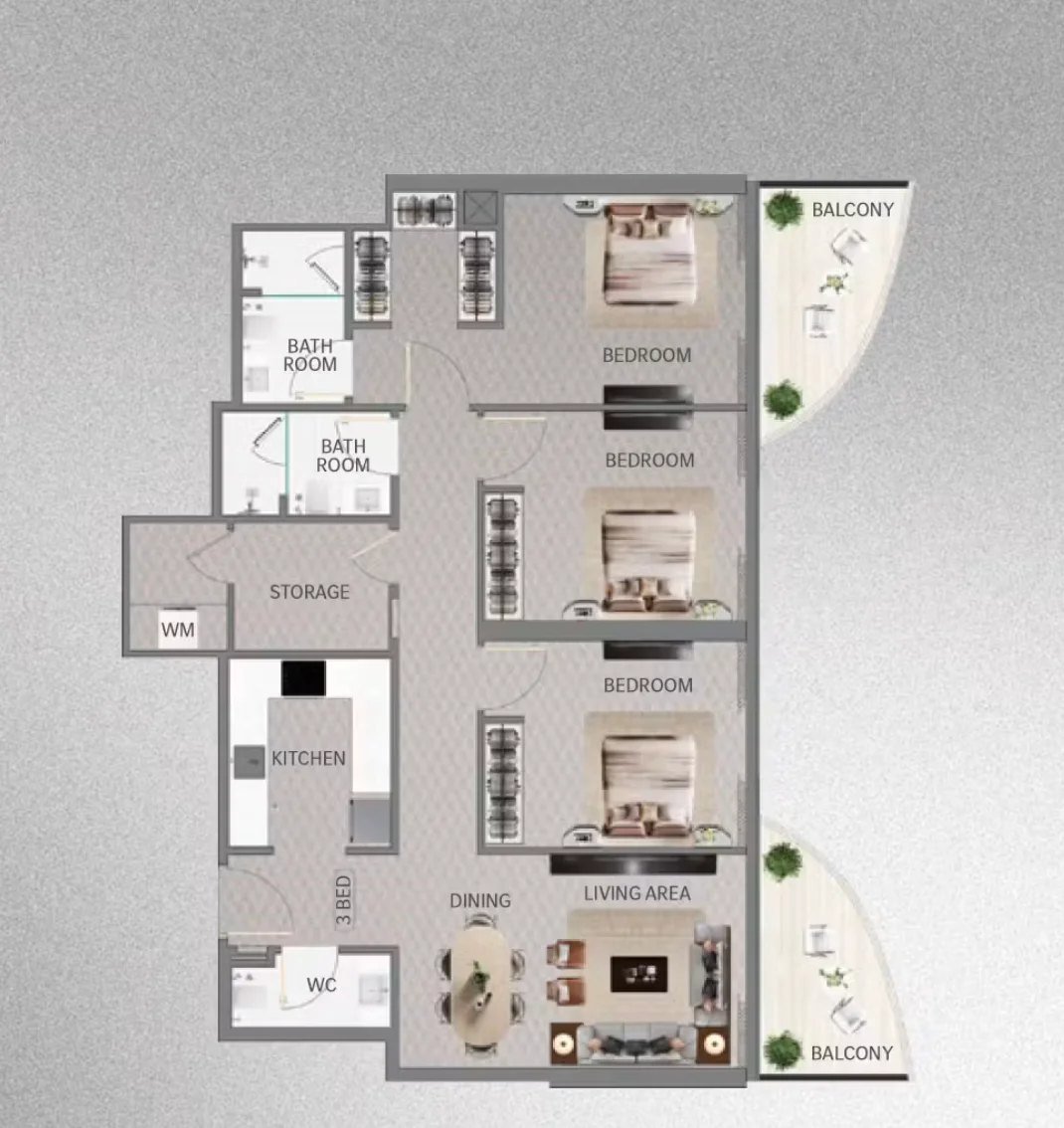 Binghatti City, 3 camere