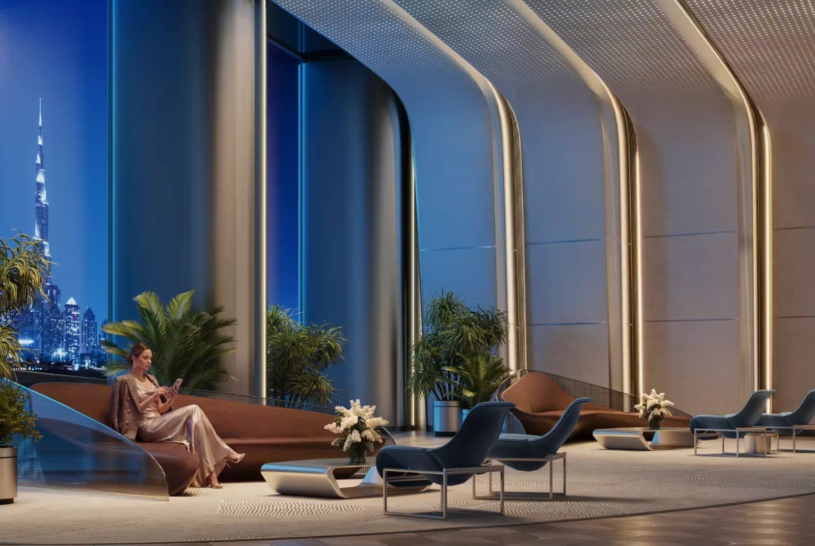 Binghatti City, Living con vista Burj Khalifa